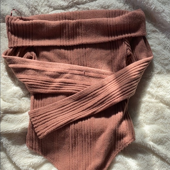 Revamped Tops - Revamped Off The Shoulder Knit Bodysuit